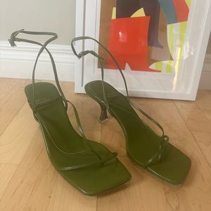 Jeffery Campbell green straps sandals with heal. Size 10.